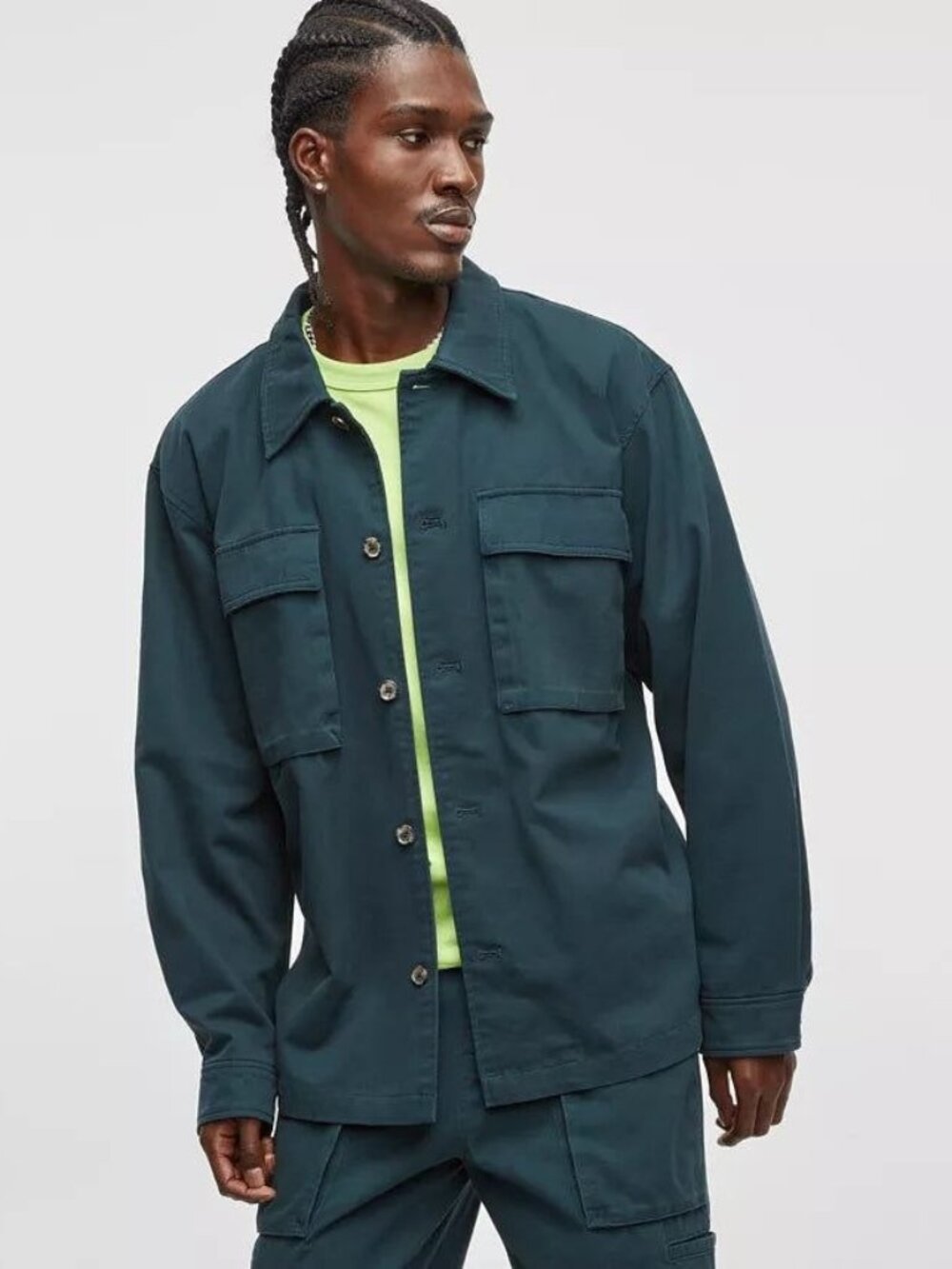 Mode of One Men's Relaxed-Fit Utility Shirt Jacket Green Size L